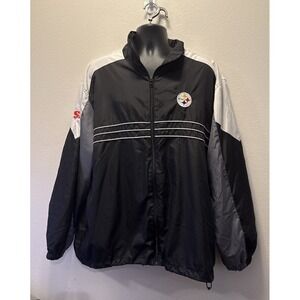 Pittsburgh Steelers Jacket Mens 2XL Black‎ Windbreaker Zip Sports Illustrated